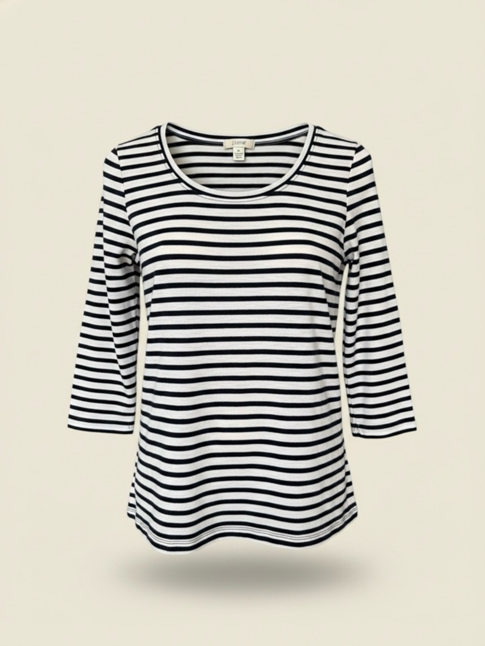 J.Crew Navy & White Breton Stripe Scoop Neck Top | Cotton | Nautical Classic